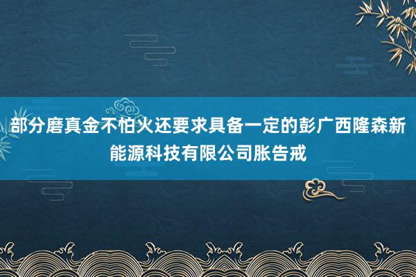 部分磨真金不怕火还要求具备一定的彭广西隆森新能源科技有限公司胀告戒